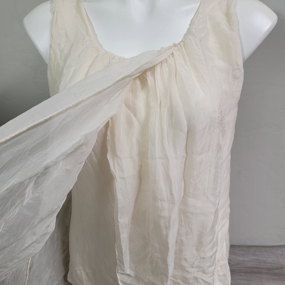 Bella Umbra Cream Tank Top Silk Asymetrical Size S Lightweight‎ Breezy Waterfall - Picture 12 of 12